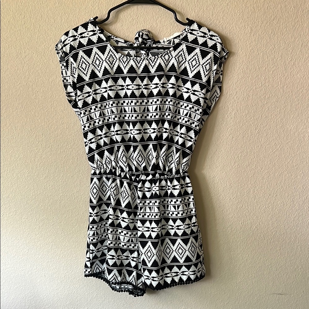 Chic Black and White Patterned Romper